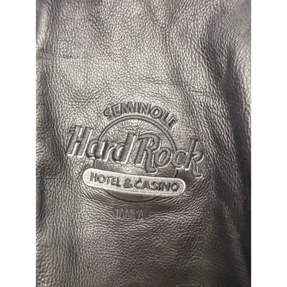 Richmond Leathers Hard Rock Hotel Casino Tampa Black Leather Bomber Jacket XL